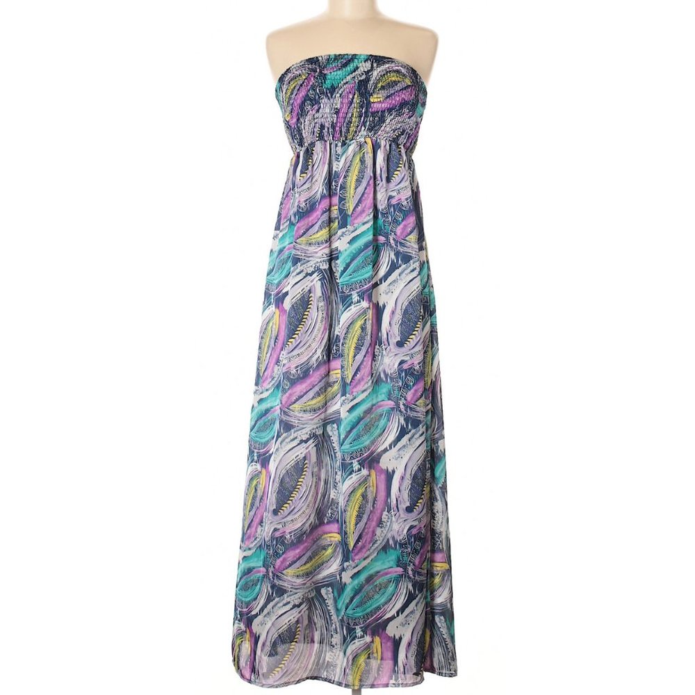 Strapless Multi Colored Maxi Dress Size M (NWOT)
